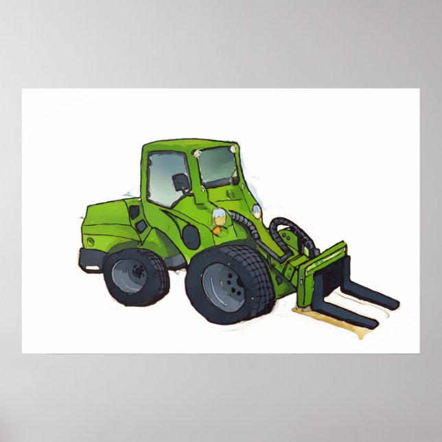 Big green telehandler forklift poster (Front)