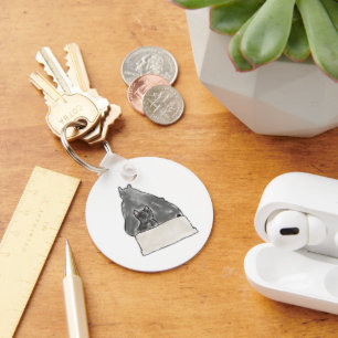 Big Grey Cat Small Black Cat Box Art Key Ring