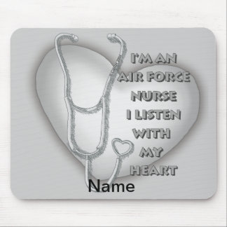 Big Grey Heart Air Force Nurse Mouse Pad