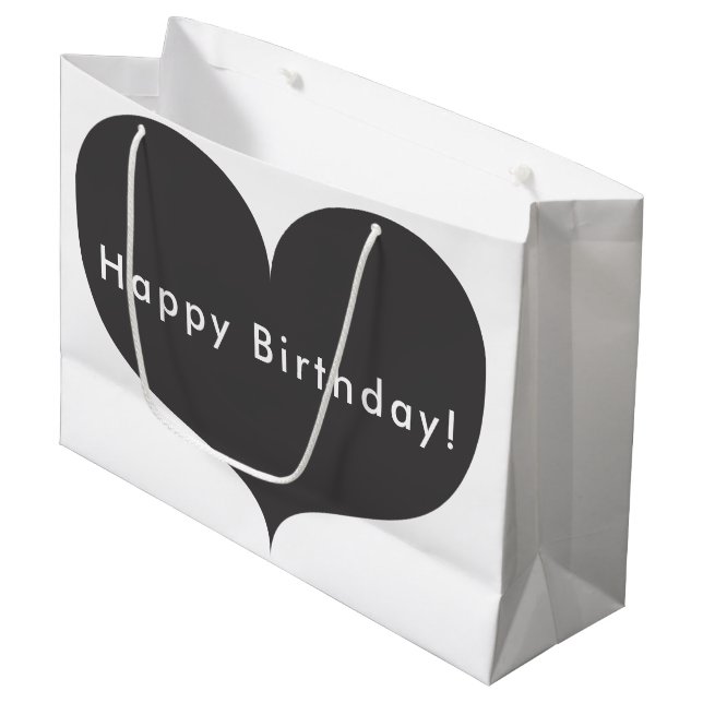 Big Grey Heart | Happy Birthday Gift Bag (Front Angled)