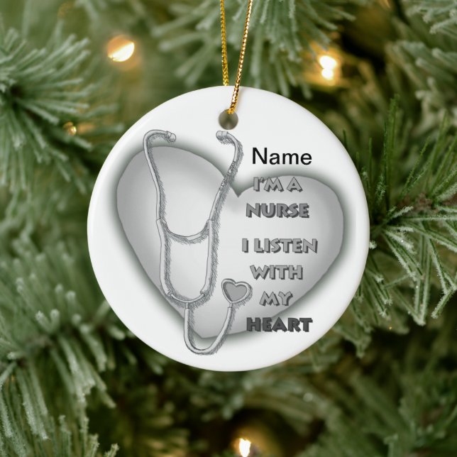 Big grey heart nurse  ceramic tree decoration (Tree)