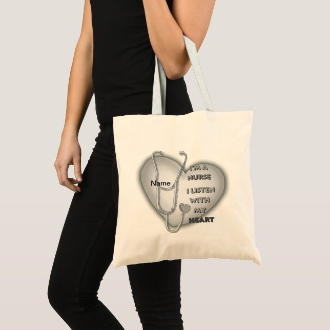 Big grey heart nurse  tote bag (Front (Product))