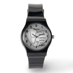 Big grey heart nurse watch
