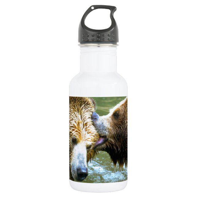 Big Grizzly Bear Kiss 532 Ml Water Bottle (Front)