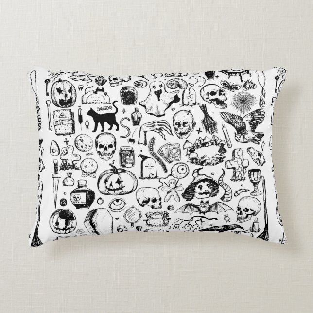 Big halloween doodles collection. Hand drawn vinta Decorative Cushion (Front)