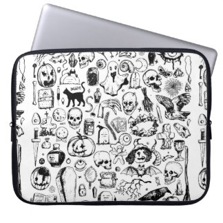 Big halloween doodles collection. Hand drawn vinta Laptop Sleeve