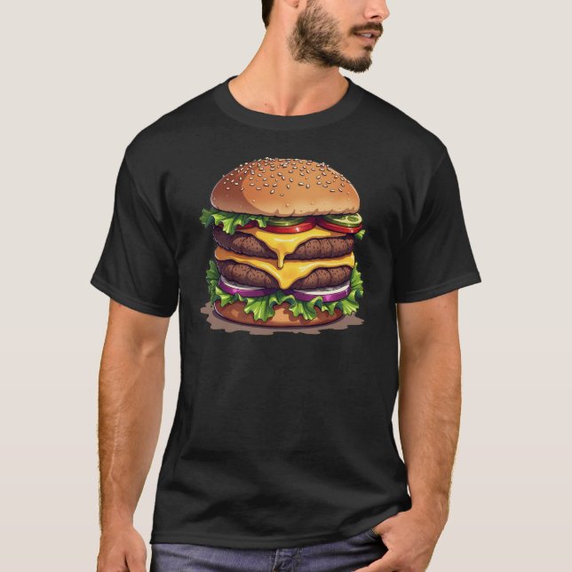 Big Hamburger Foodie Graphic T-Shirt (Front)