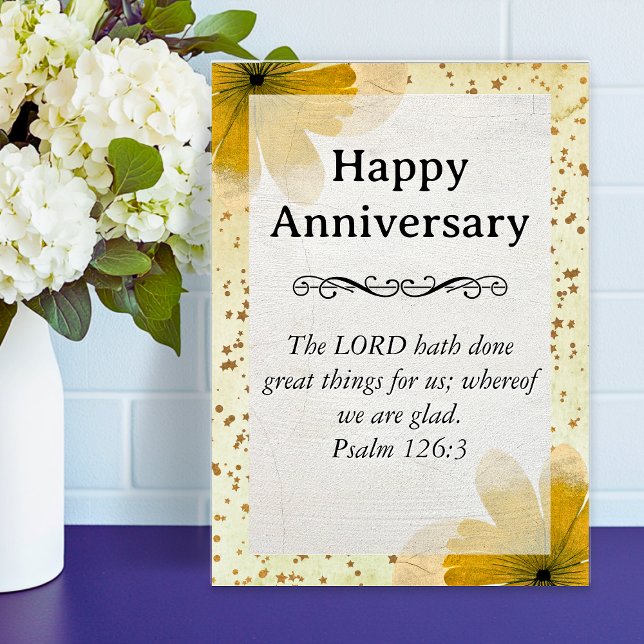 Big Happy Anniversary Yellow Floral Scripture Card (Big Happy Anniversary Yellow Floral Scripture Card)