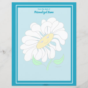 Big Happy Daisy Blue Unlined Paper Sheet