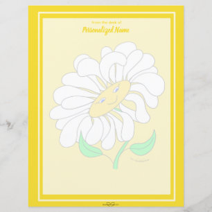 Big Happy Daisy Yellow Unlined Paper Sheet
