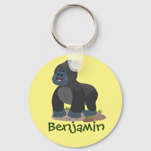Big happy gorilla cartoon illustration key ring