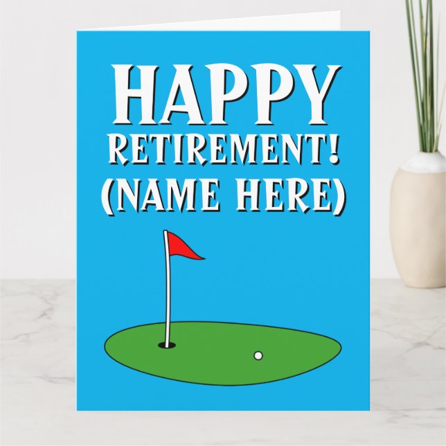 Big happy retirement golf greeting card for golfer (Front)