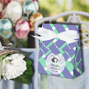 Big Hat Bridal Shower Navy Green Stripes Tent Favour Box