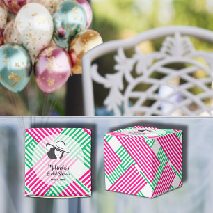 Big Hat Derby Lady Pink Green Stripes Square Favour Box
