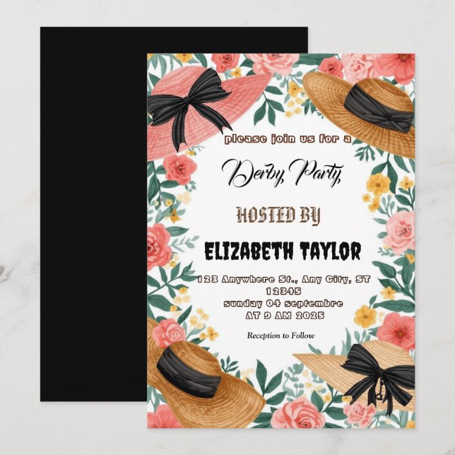 Big Hat Derby Party Invitation (Front/Back)