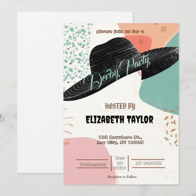 Big Hat Derby Party Invitation (Front/Back)