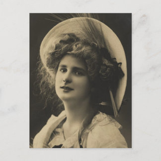 Big Hat Girl - Vintage Photo Postcard