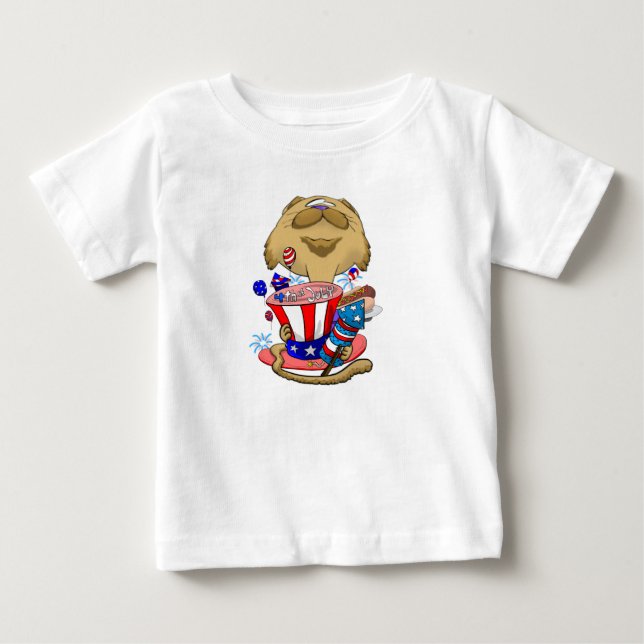 Big Head 4th of July Cat Baby T-Shirt (Front)