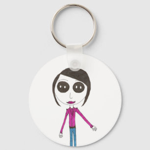Big Head Button girl Key Ring
