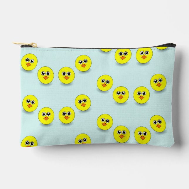 Big head chick on blue accessory pouch (Front)
