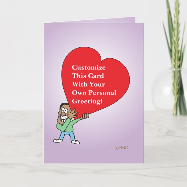 Big Heart Custom Greeting Card With Cartoon Guy 1 (Front)