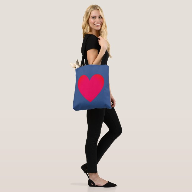 Big Heart Editable Blue Laptop Tote Bag (On Model)