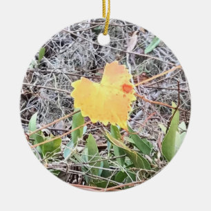 Big Heart Leaf with Red Dot personalised ornament