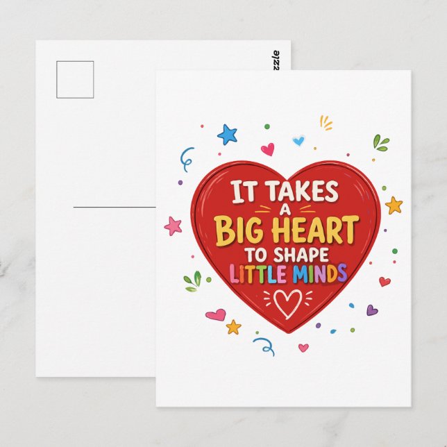 Big Heart Shape Little Minds Teacher Gift Postcard (Front/Back)