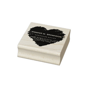 Big Heart Sketch Logo Rubber Stamp