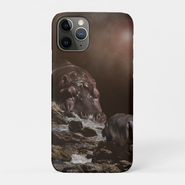 **"Big Heart, Tiny Love: A Giant Hippo’s Affection Case-Mate iPhone Case (Back)