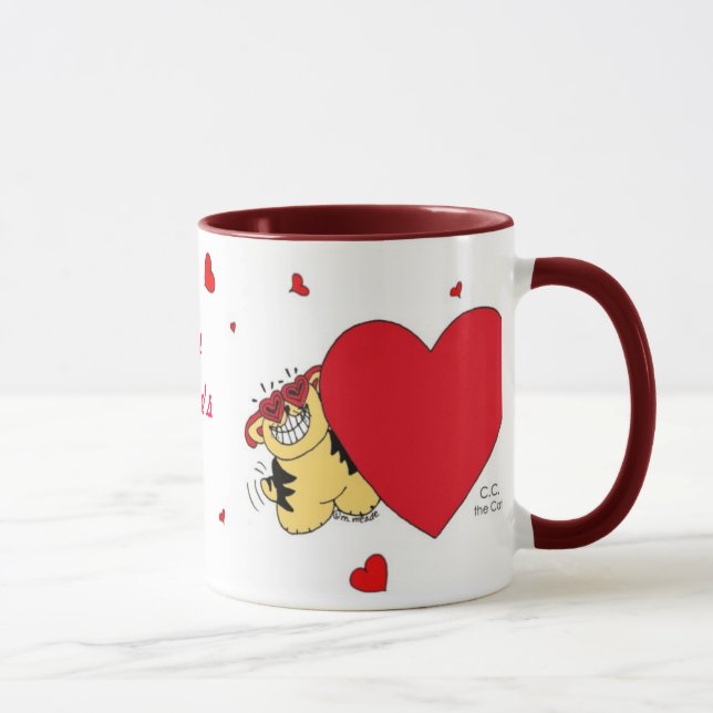 BIG HEARTED CAT Valentine Mug (Right)