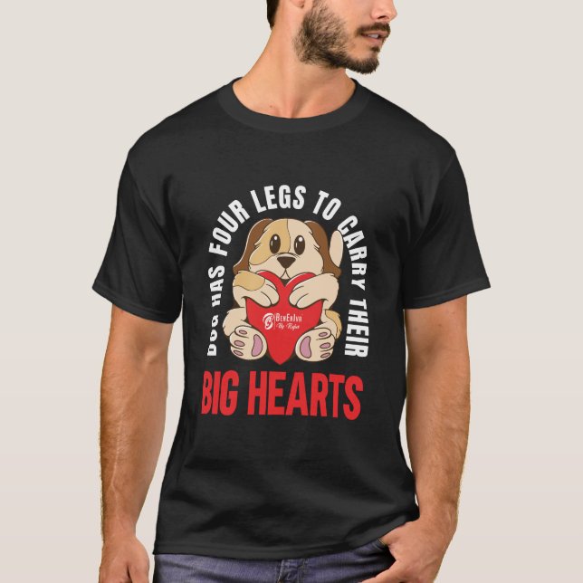 Big Hearted Dogs Men Black T-Shirt (Front)
