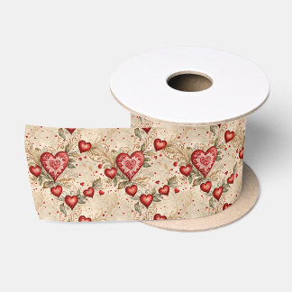 Big Hearts and Small Folk Art Satin Ribbon