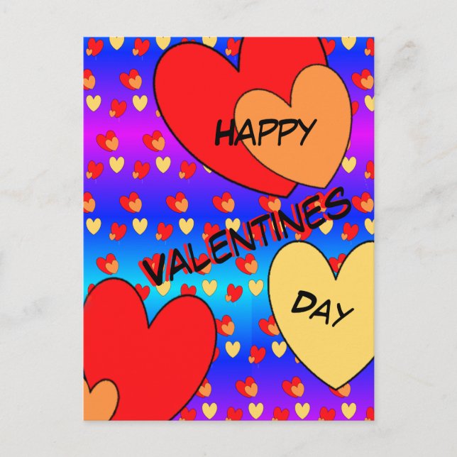 Big Hearts Valentines Day Cust. BG Colour Postcard (Front)