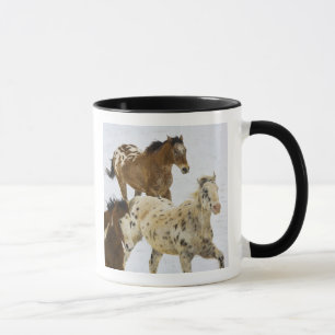 Big Horn Mountains, Horses running in the snow Mug