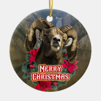 Big Horn Ram Christmas Ceramic Tree Decoration