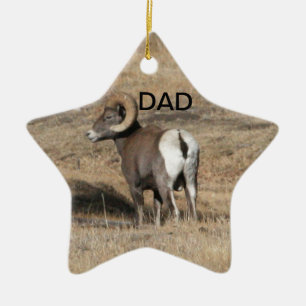 Big Horn Ram Dad Ceramic Tree Decoration