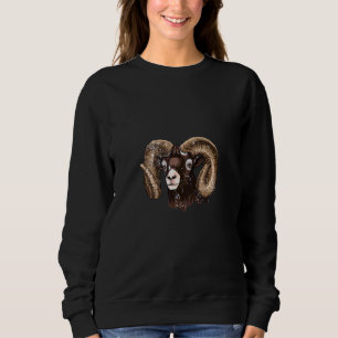 Big Horn Sheep Head Horn Artistic Animal Hunter Sweatshirt