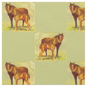 big horse little horse print fabric