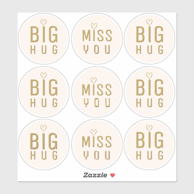 Big Hug and Miss You Labels for Packaging  (Sheet)