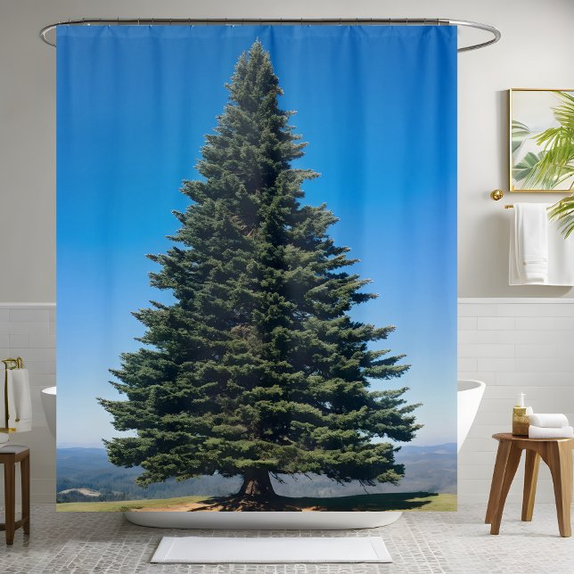 Big Huge Pine Tree Nature Lover Woodland Escape Shower Curtain (Creator Uploaded)