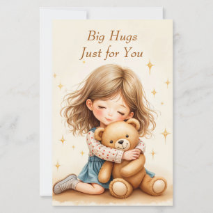 Big Hugs - Cute Girl Hugging Teddy Bear