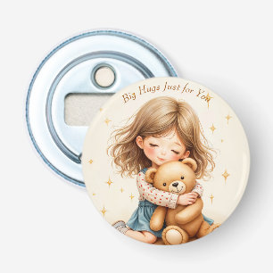 Big Hugs Cute Girl Hugging Teddy Bear  Bottle Opener