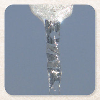Big Icicle In Blue Sky Square Paper Coaster