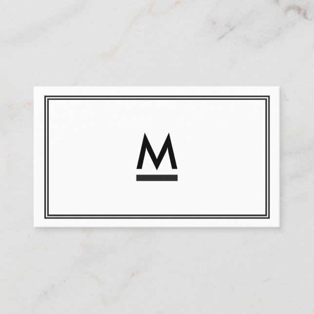 Big Initial Modern Monogram in Black and White Business Card (Front)