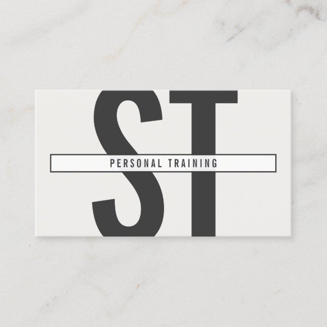 Big Initials Monogram in Grey and Black Business Card (Front)