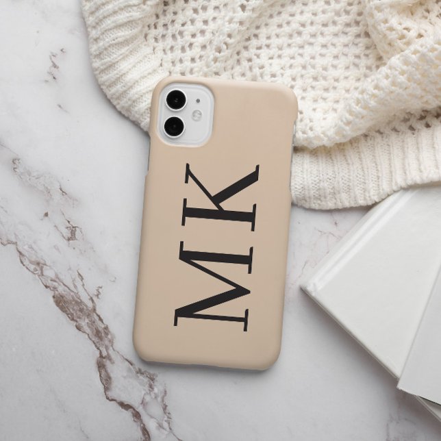 Big Initials Stylish Almond & Black Case-Mate iPhone Case (Creator Uploaded)