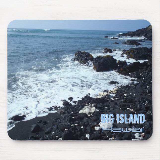 Big Island black sand beach Hawaii mousepad (Front)