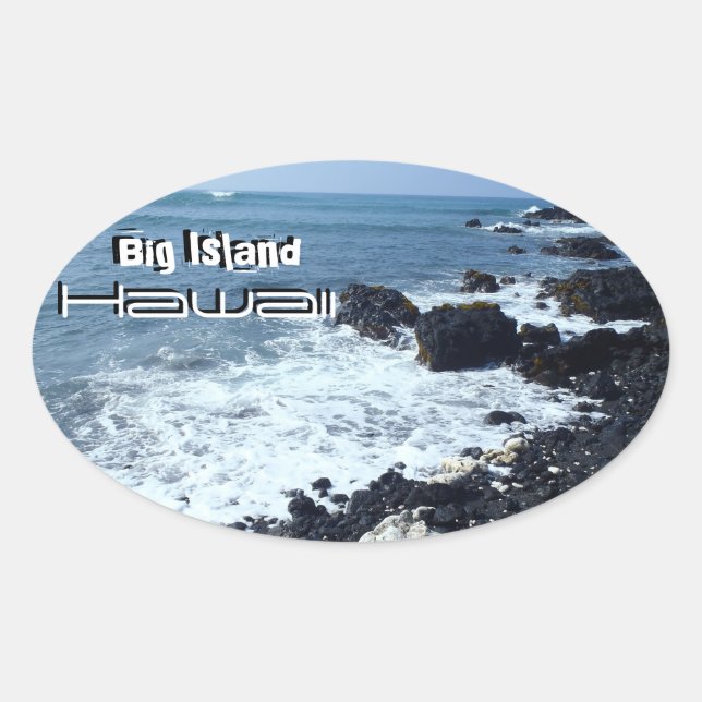 Big Island Hawaii black sand beach stickers (Front)