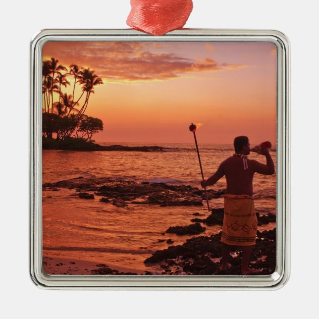 Big Island, Hawaii. Sunset, Big Island Hawaii. Metal Tree Decoration (Front)